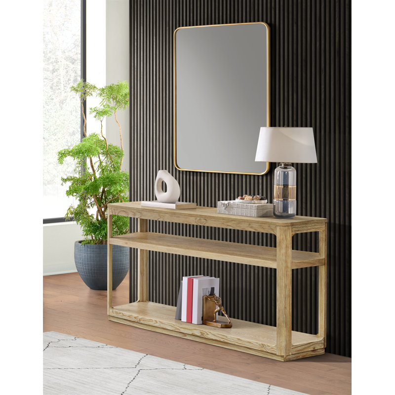 Mariet Wood Sofa Console Table With Shelves
