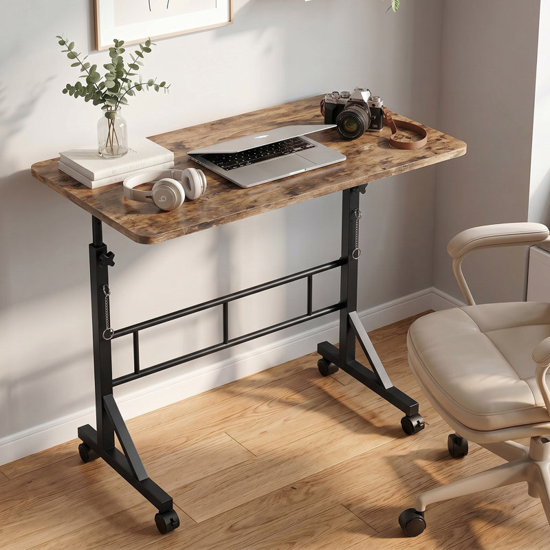 Bureau debout réglable à manivelle 40 po, bureau manuel à hauteur assise avec poignée, table d'écriture ergonomique pour bureau à domicile ou bureau