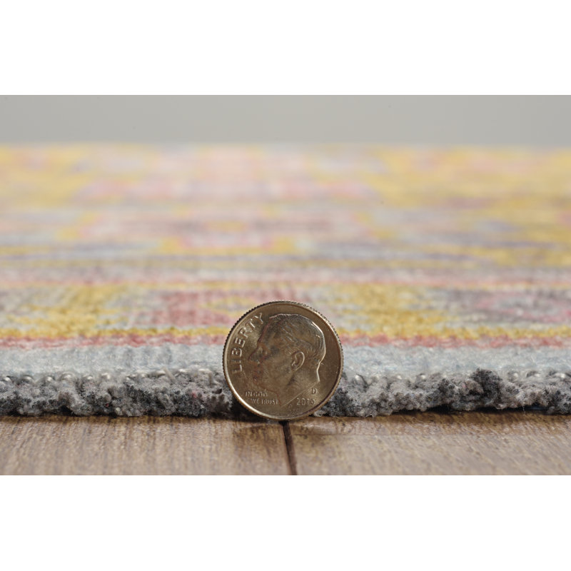 Laurel Sivas Machine Woven Polyester Area Rug in Yellow, Rectangle 3' x 5'