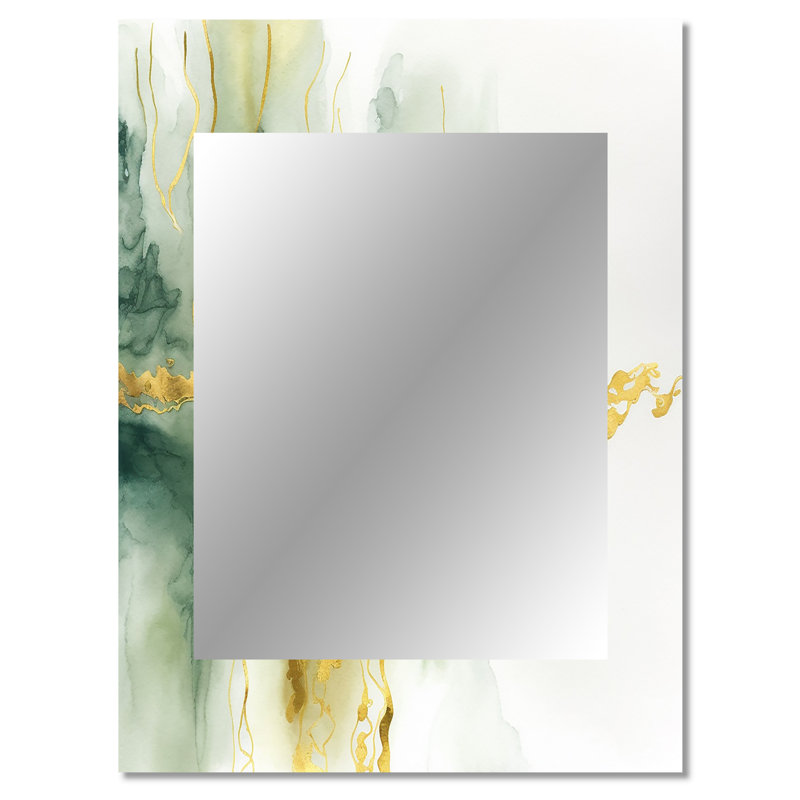 Awakenings In Spanish Moss VI - Liquid Ink Unique Wall Mirror, Green Mirror, Printed Metal Art, 40" x 30"