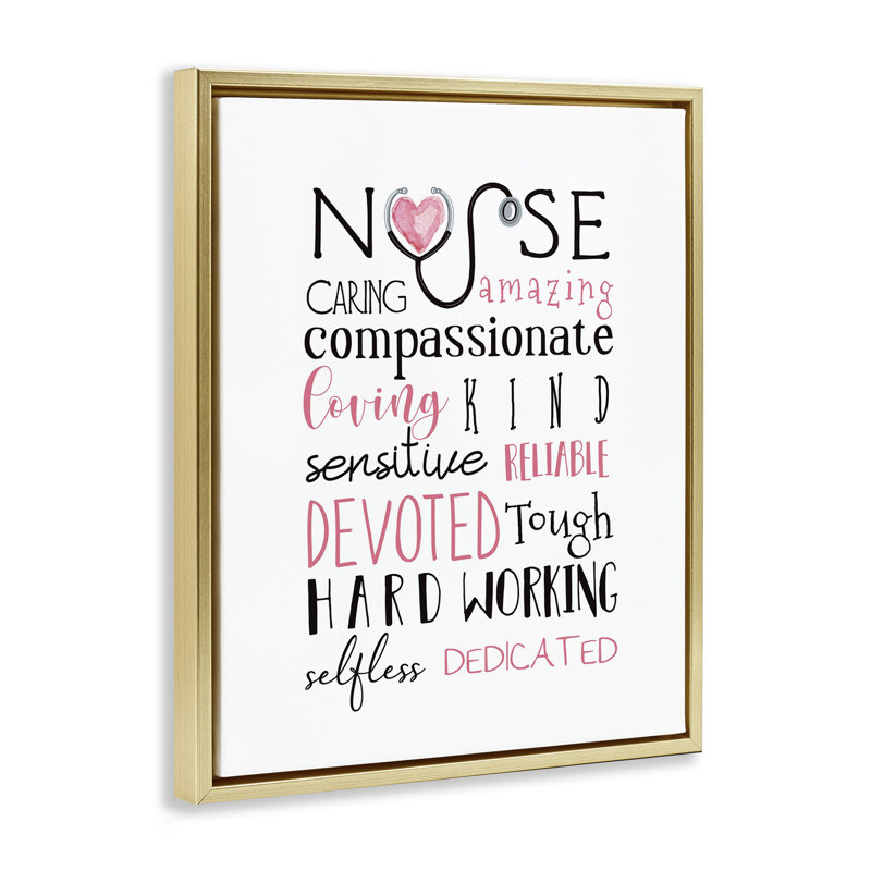 «Nurse Inspirational Santé Gratitude», art mural encadré par Elizabeth Tyndall, Cadre flottant métallique doré