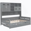 Lit de jour en bois pleine grandeur avec lit gigogne simple, armoire et tablette tout-en-un-666805750-666805749