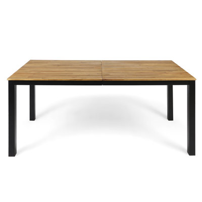 Wood Outdoor Side Table With Strong Iron Supports, 34" D X 70.4" W 30" H Legs, 30