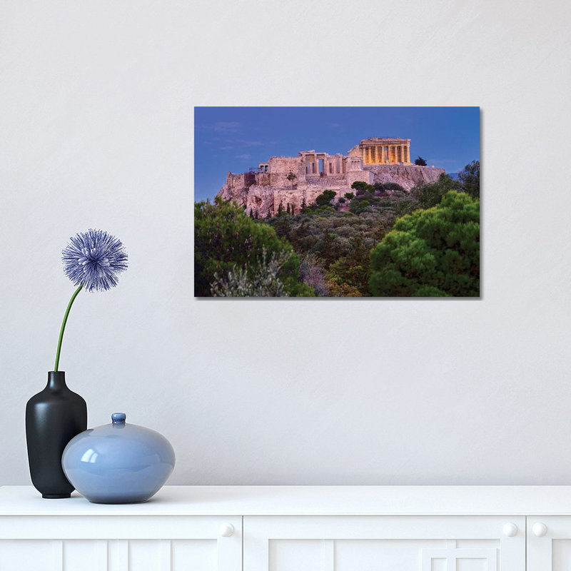 Blue Hour Of Acropolis Of Athens by Zoe Schumacher - Wrapped Canvas Print, 20.32 cm H x 30.48 cm W