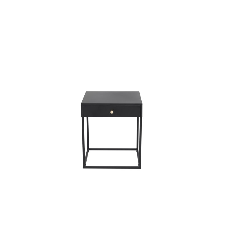 Naumann 43cm W Metal Bedside Table, Black