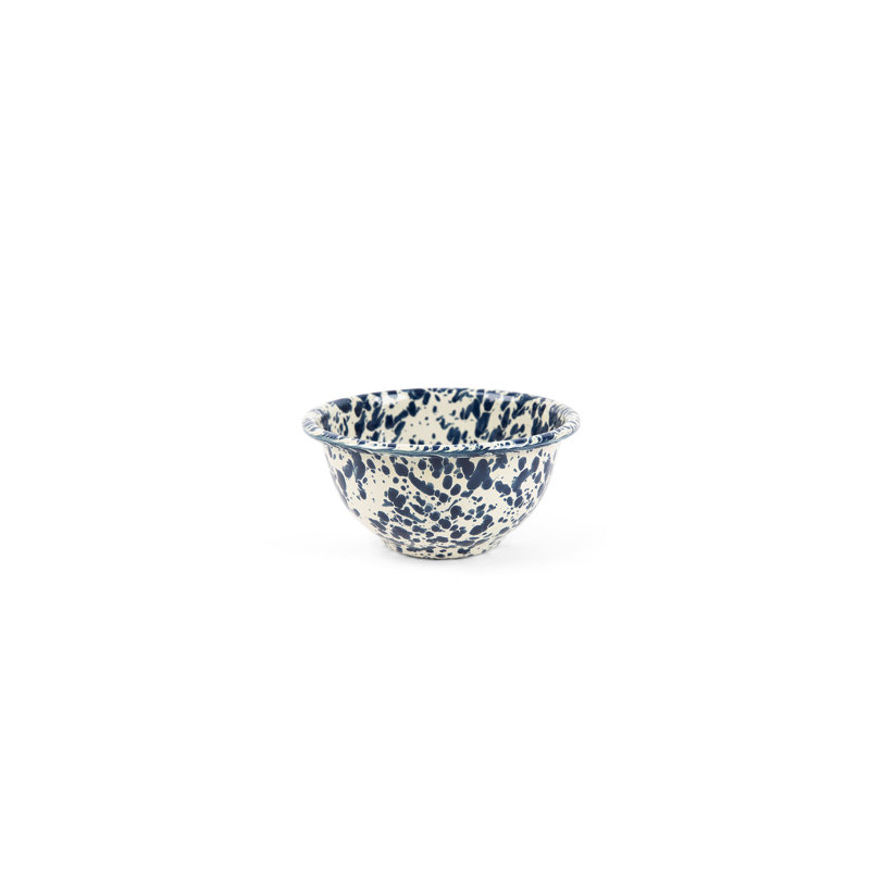 Crow Canyon Enamelware Splatter Cereal Bowls, Yellow, Navy/Cream