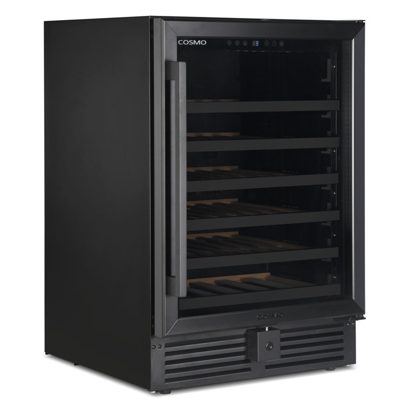 Cosmo Lumin Collection 24 In. 52-bottle Single Zone Compressor Wine Cooler, Digital Controls, Led Lighting, Matte Black