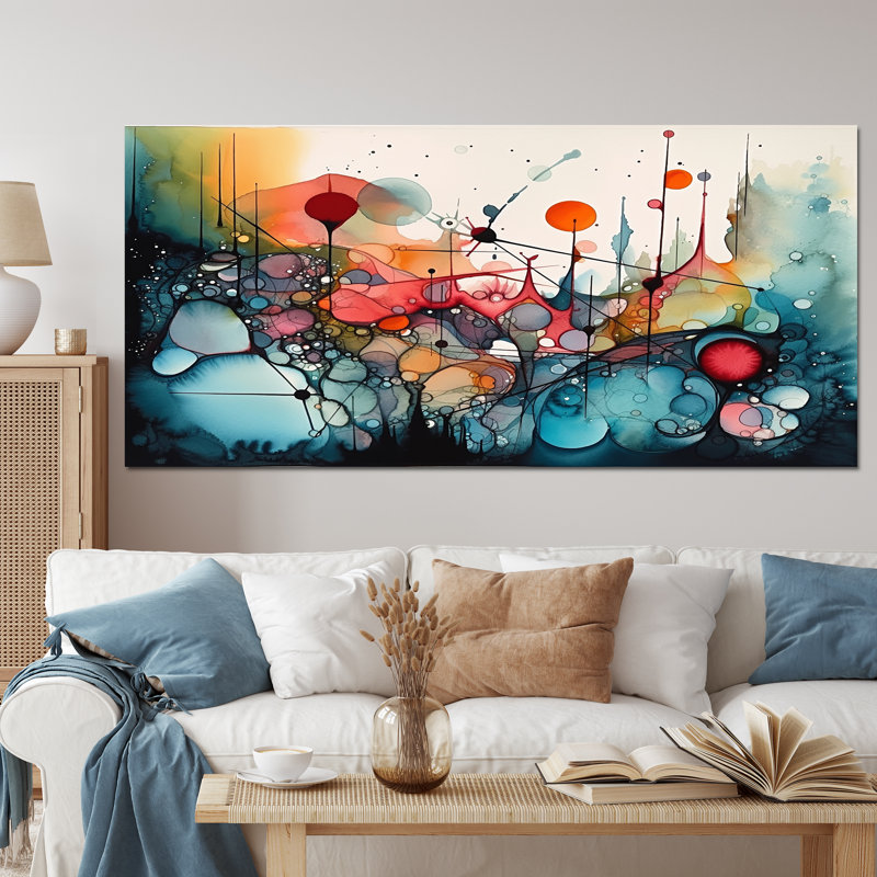 «Green and Orange Ethereal Terrains III - Abstract Landscape», impressions d'art mural, Toile tendue