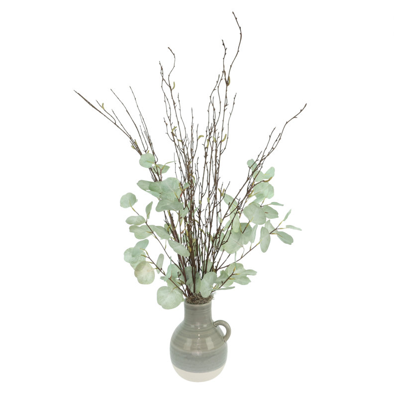 Eucalyptus and Willow Arrangement in Ceramic Vase