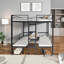 Lit mezzanine double transformable en acier massif de couleur noire avec ensemble de tables intégrées pour la chambre à coucher