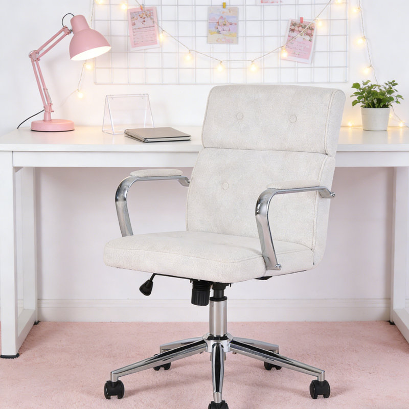 Chenille office chair, White