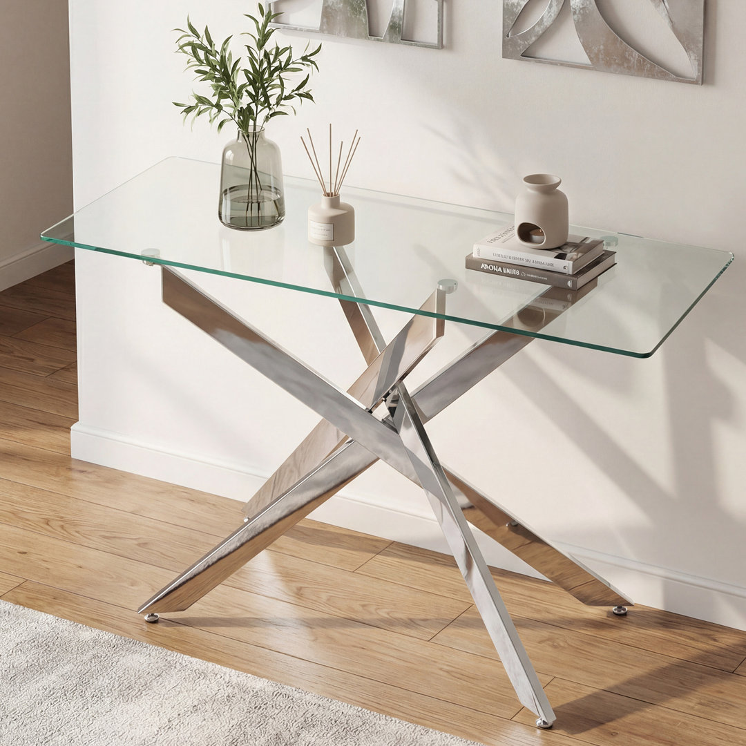 115cm Glass Top Console Table