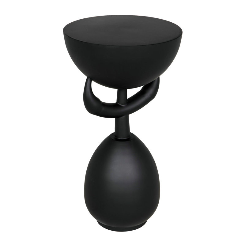 Matte Black Round Metal Industrial Side Table