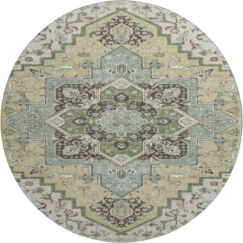 Premium Machine Washable Cossette AMF1036 Oriental Rug, Round 8'