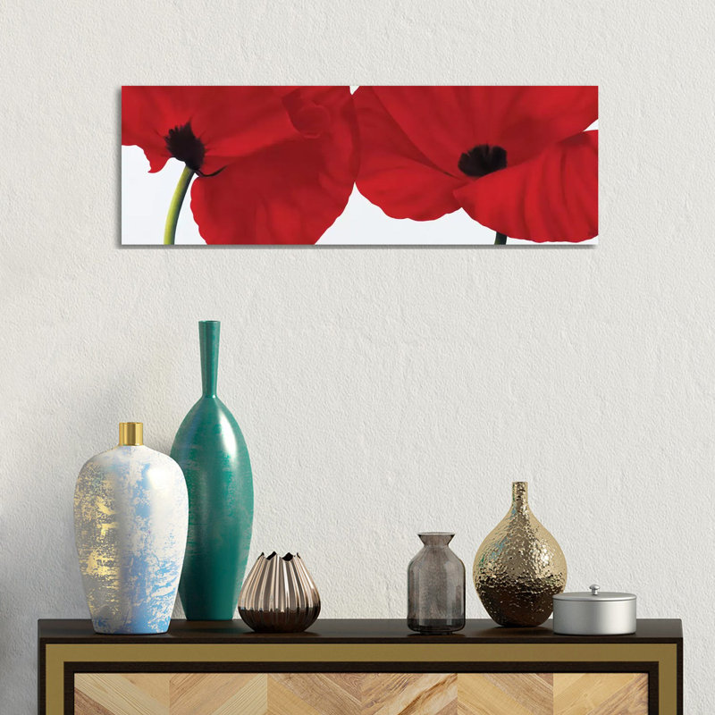Red II (Poppies) by Yvonne Poelstra-Holzhaus - Wrapped Canvas Panoramic Painting, 30.48 cm H x 91.44 cm W x 1.91 cm D
