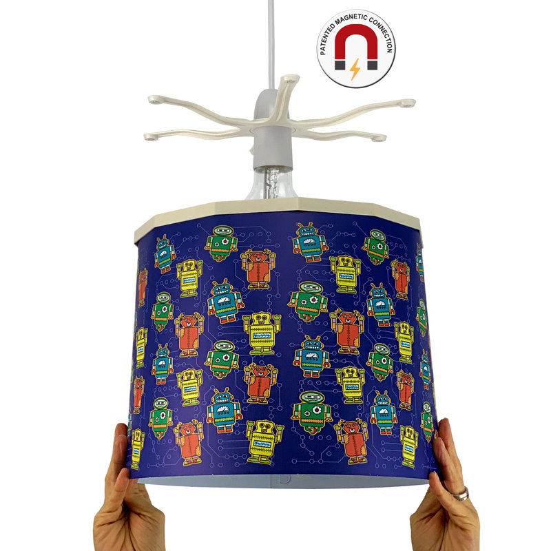 Samrat 25 cm H Drum Pendant Shade ( Spider ), Blue