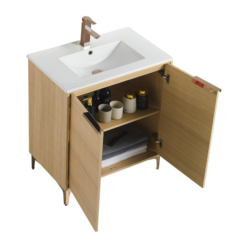 Ensemble de meuble-lavabo simple 30 po Deeone, Or mat
