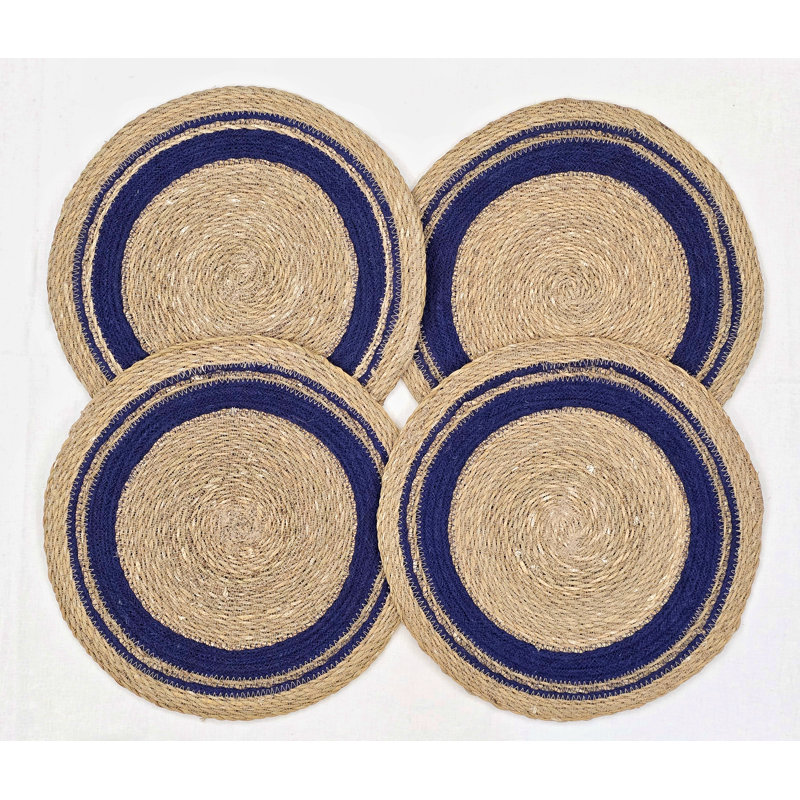 Ensemble de 4 napperons Seagrass, Blue Floral