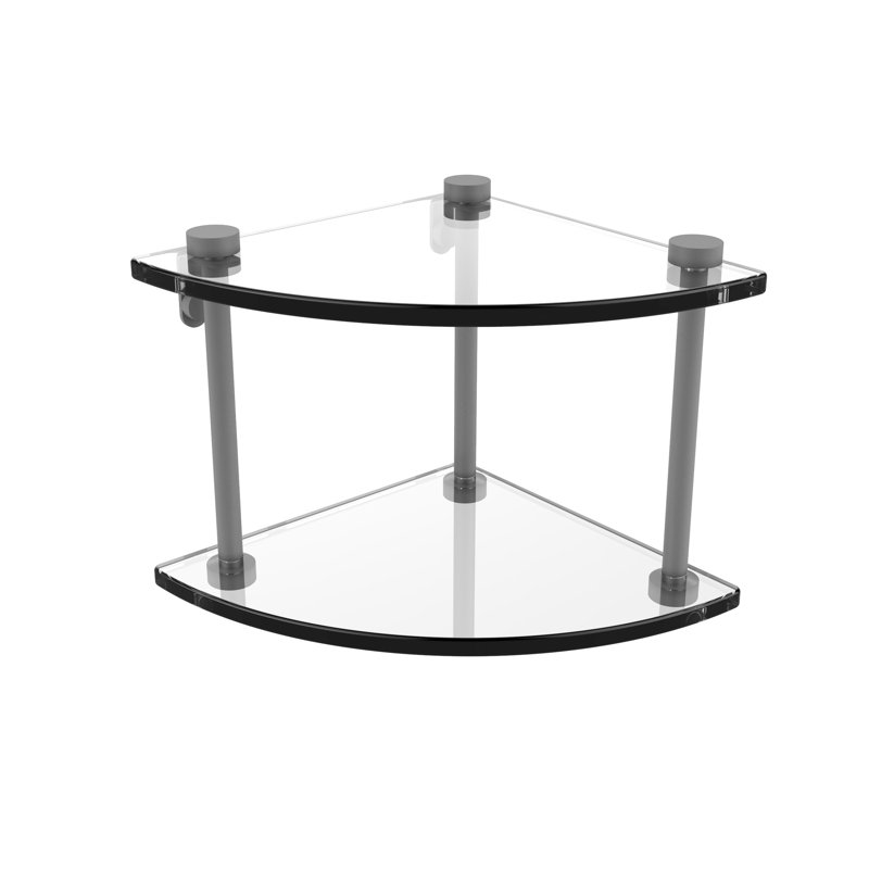 Gober 2 Piece Triangle Corner Shelf, Matte Gray