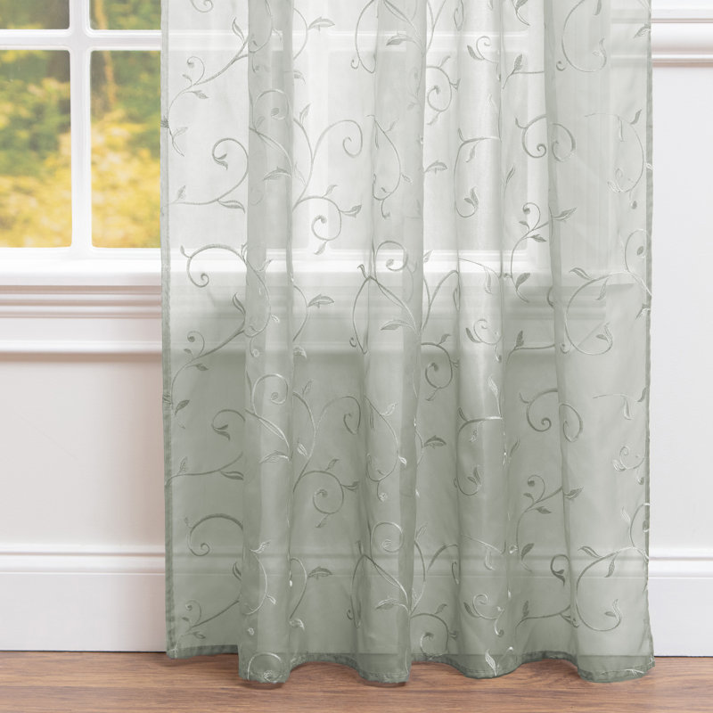 Paire de rideaux transparents avec passe-tringle Delicia, L 52 po x L 108 po, Sauge