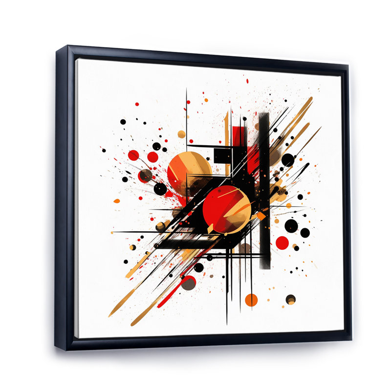 «Red and Black Abstract Symphony II», reproduction d'art sur toile, Cadre flottant noir, H 16 po x l 16 po x P 1 po