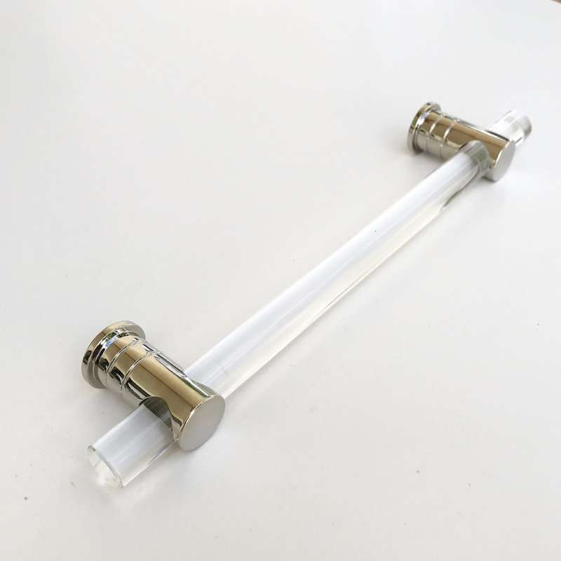 Luz Lucite Cabinet Handle, Polished Nickel, 8"