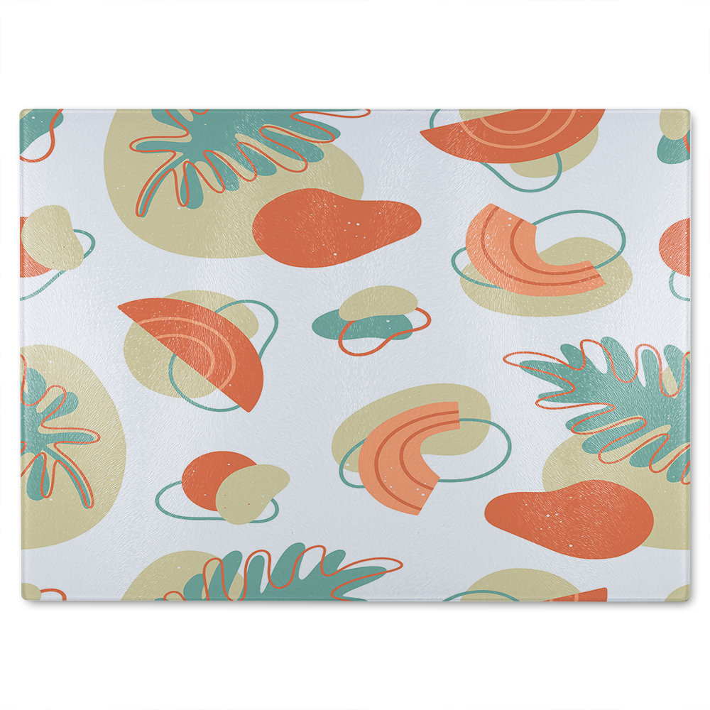 line art and botanical elements Designer Glass Chopping Board