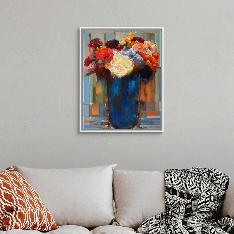 "Fleurs dans un vase bleu" par Hooshang Khorasani, reproduction d’art sur toile, H 32 po x l 26 po x P 1,75 po