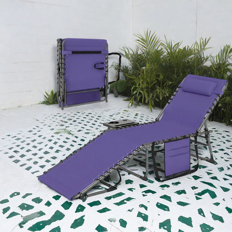 Chaise longue de patio réglable, structure en acier, design moderne, détente en plein air