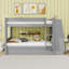 Lit superposé double en bois avec bureau et tablettes et tiroir-702000165