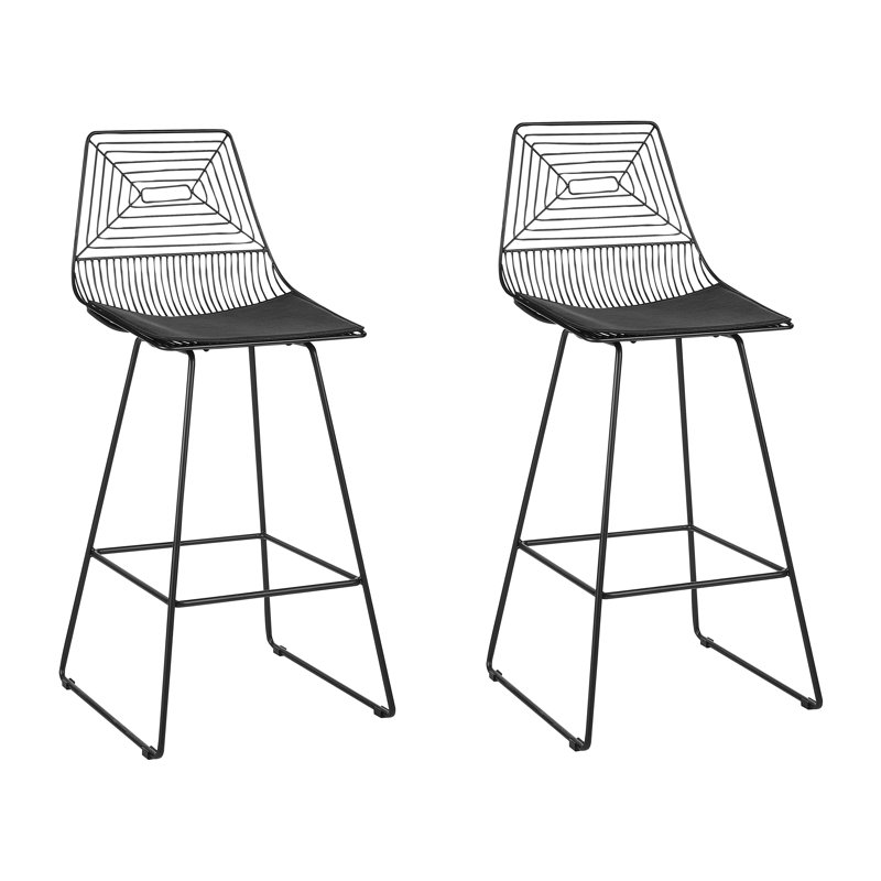 Anjail Upholstered Counter Stool with Metal Frame, Black