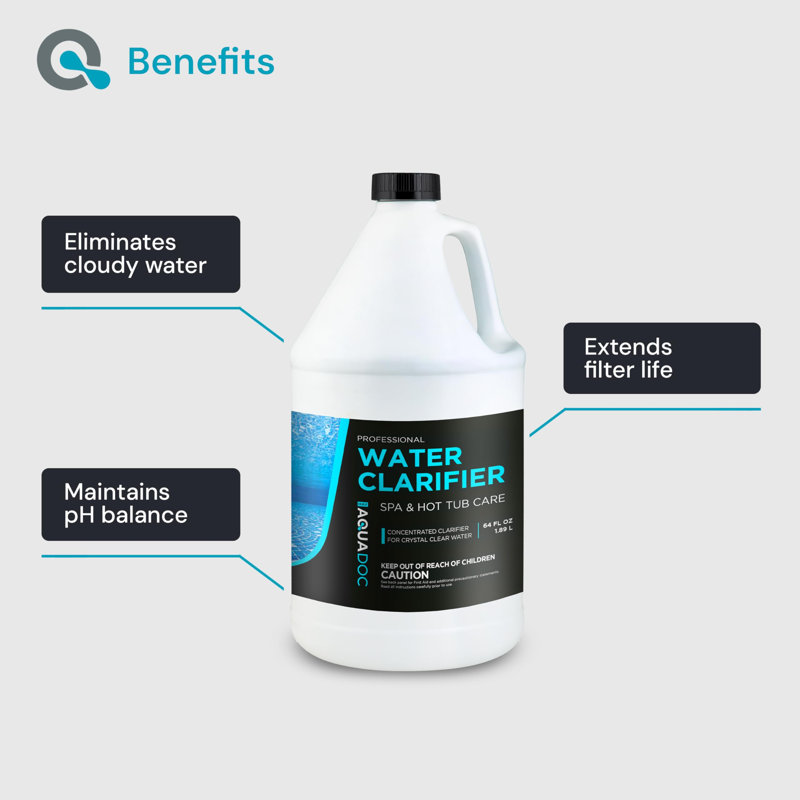 Clarificateur de spa et de spa AquaDoc pour un traitement rapide de l'eau nuageuse - 64 oz - pour garder votre spa clair et équilibré - fabriqué aux États-Unis