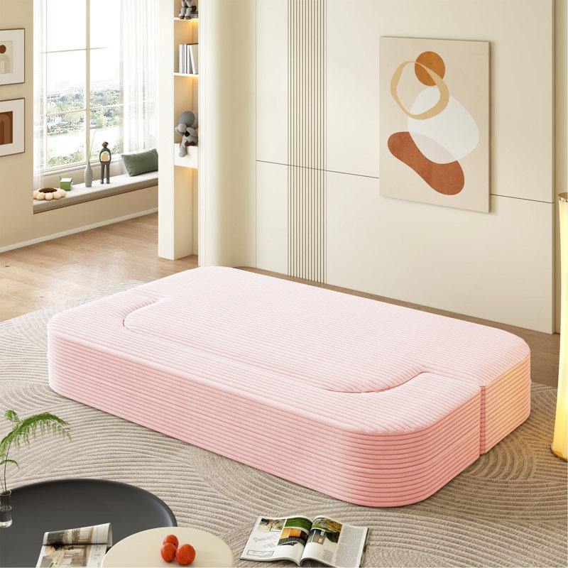 Canapé 78,7 po moderne 2-en-1 pliable avec couverture fonctionnelle et 2 coussins moelleux, canapé en velours côtelé moelleux confortable, canapé-lit convertible, canapé à siège profond pour le salon, la chambre à coucher