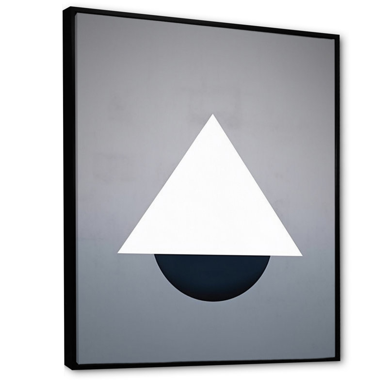 Retro Harmony Geometric In Blue - Impression sur toile géométrique moderne, H 20 po x l 12 po x P 1 po, Cadre flottant noir