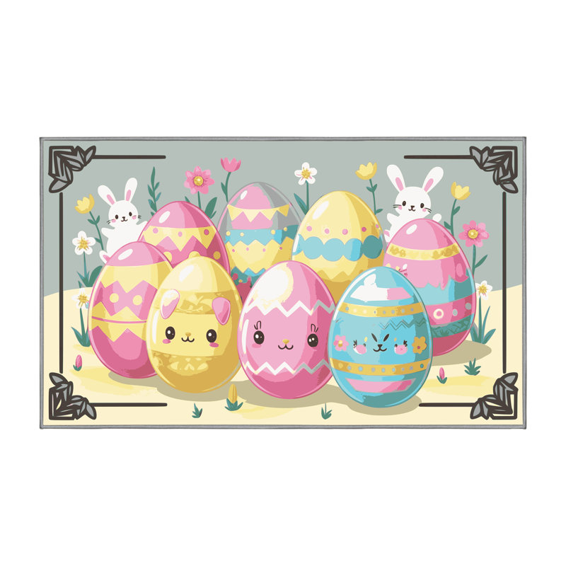 The Holiday Aisle® Easter Spring Holiday Rug, Rectangle 2' x 3'