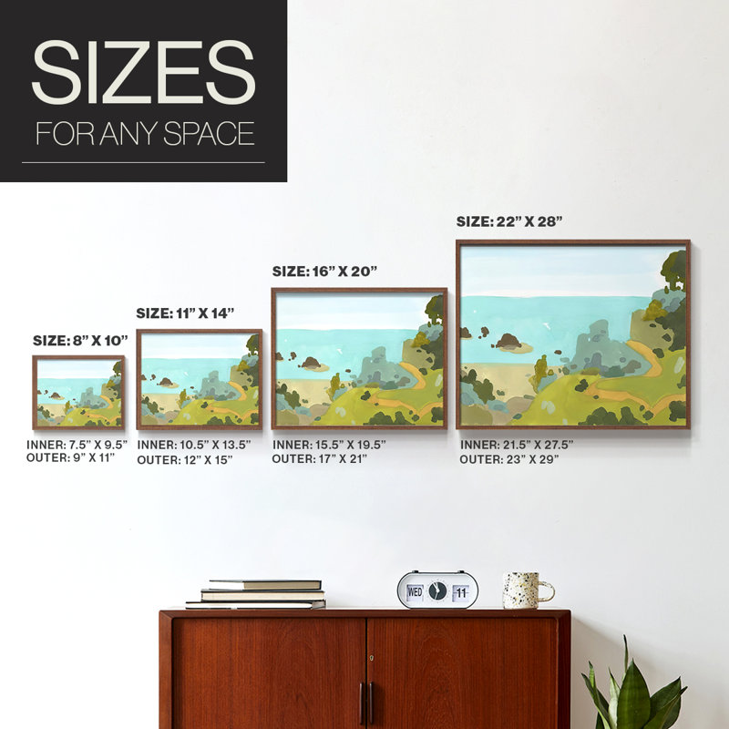 Coastal Inlet III - Reproduction encadrée - Restickable, H 22 po x l 28 po, Noyer