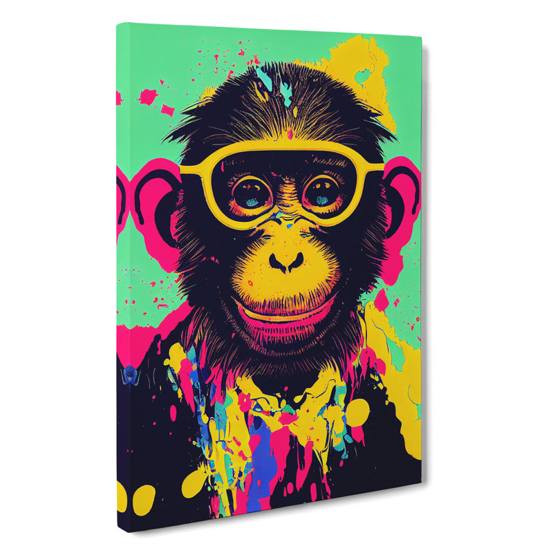 Monkey Paint Splash No.1 - Wrapped Canvas, 76cm H x 50cm W x 3cm D