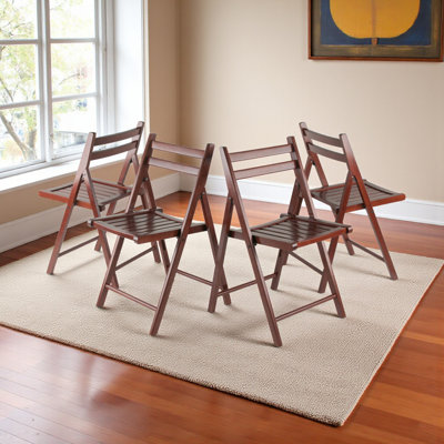 Bessler 4-Piece Folding Chair Set in Walnut Finish, 32.05" H X 18.91" D X 17.35" W