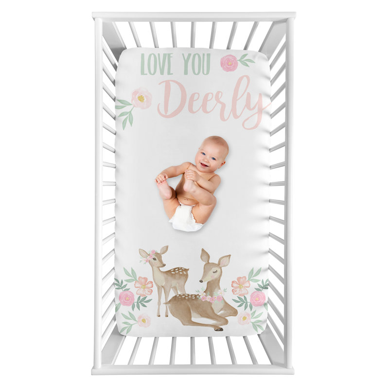 Drap-housse pour lit de bébé à motif floral Deer