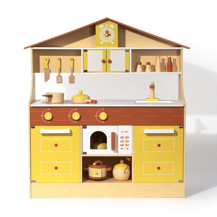 ROBUD Wooden Play Kitchen Toddlers Kitchen Playset Pretend Play Kitchen  Sets Kids Toy Kitchen for Girls Boys Gift (Green)