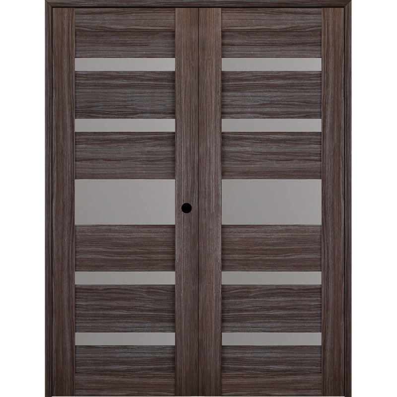 Porte française Gina, Chêne gris, 71,75 po x 79,37 po, À gauche