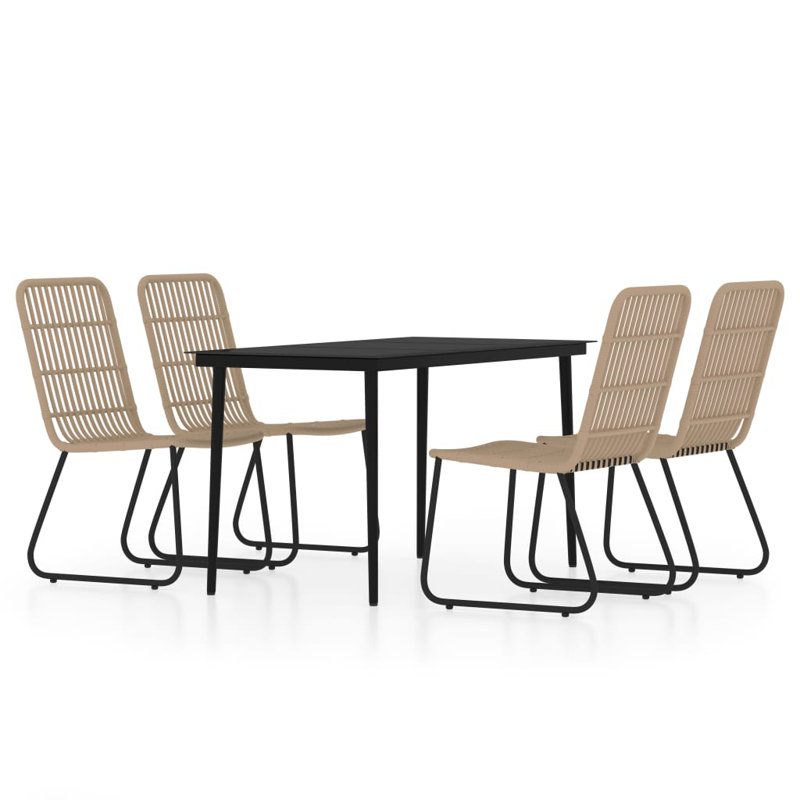 Poukner Rectangular 6 - Person 55.1" Long Dining Set, 4, 55.1" L x 27.6" W x 29.1" H, Oak