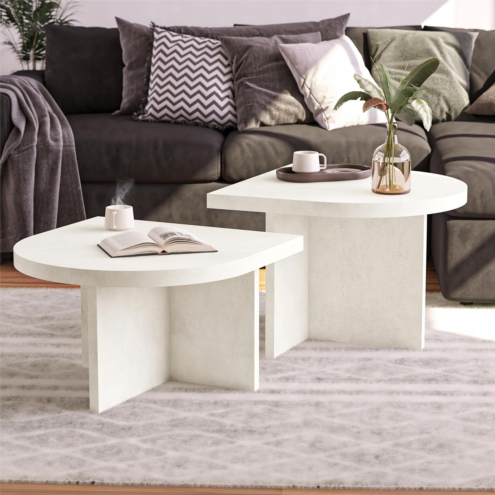 Wade Logan Cheong 2-Piece Modern Coffee Table with Rounded Edges ...