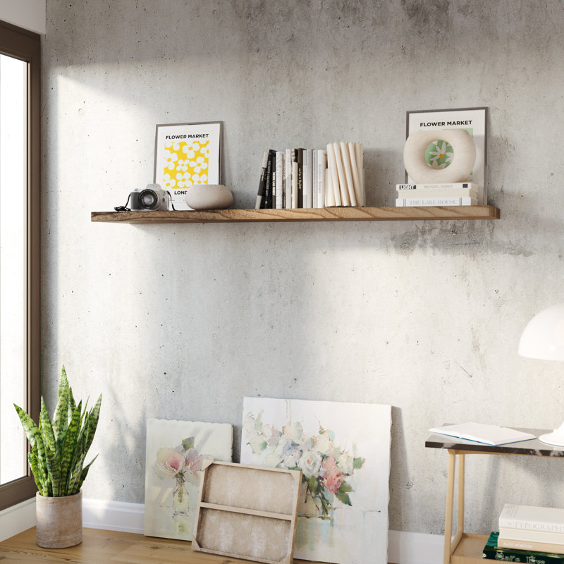 60"x11.25" Hidden Bracket Shelf, Floating Bookshelf For Living Room, Farmhouse Decor, 1pc, Burnt