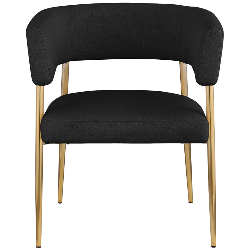 Kleanthi Linen Textured Fabric Dining Chair, Black Linen Textured Fabric