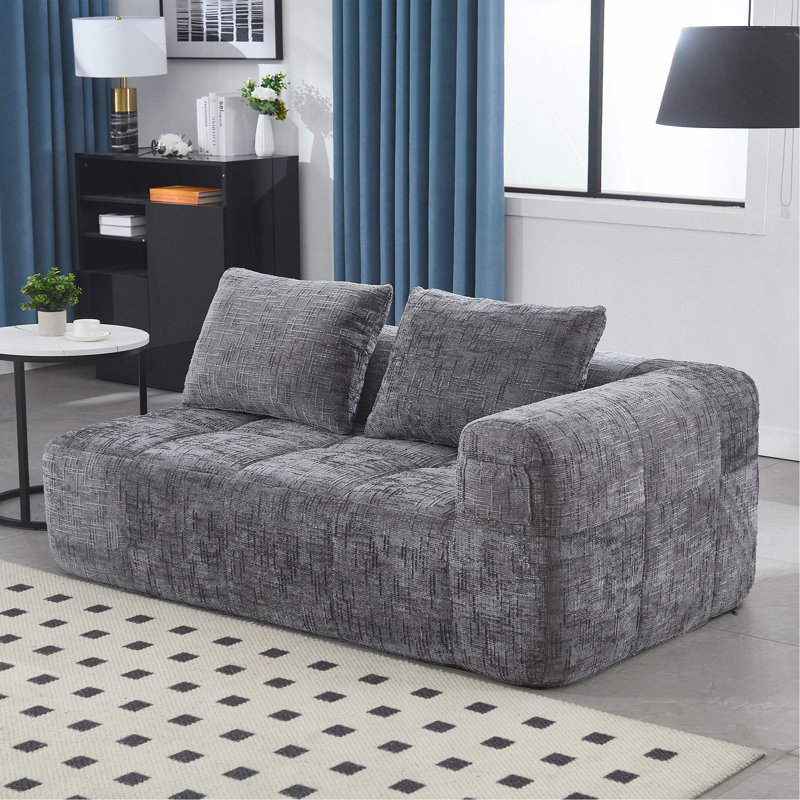 Canapé en chenille, canapé-lit modulaire minimaliste pour salon, salon et chambre à coucher, Gris