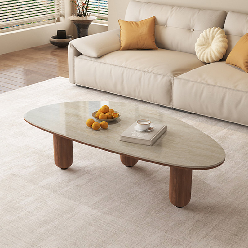 Wabi-sabi minimalist cave stone coffee table, 15.74" H x 47.24" L x 23.62" W