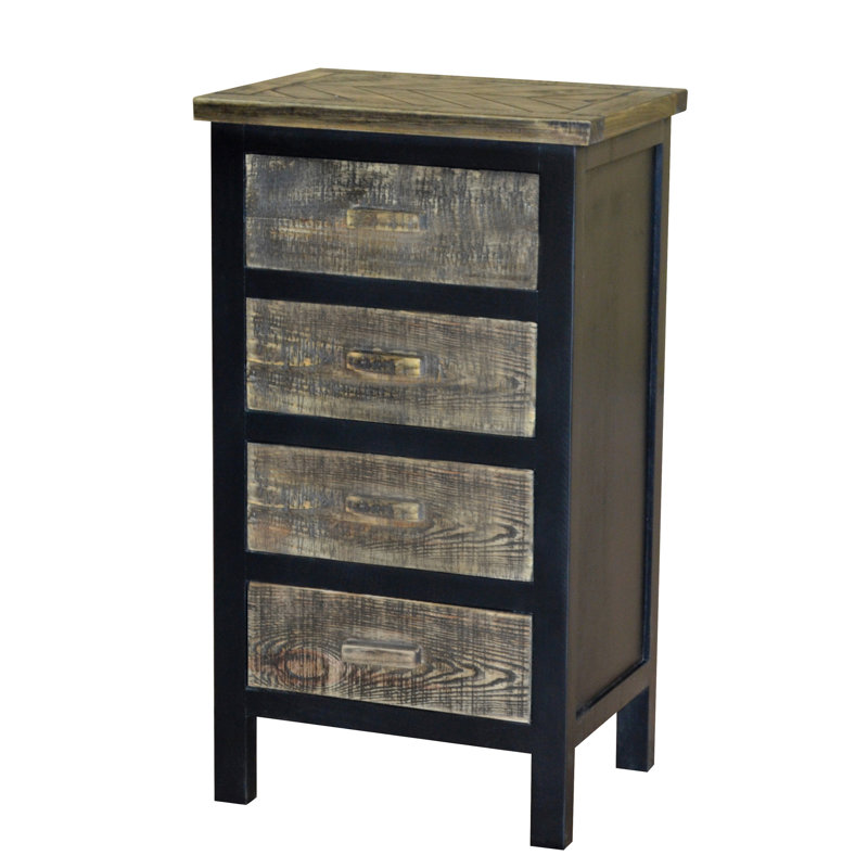 Commode 4 tiroirs Wovenwood, Gris-noir