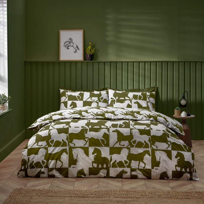Herve Duvet Cover Set with Pillowcases Included, Super King Duvet Cover + 2 Standard Pillowcase, Green