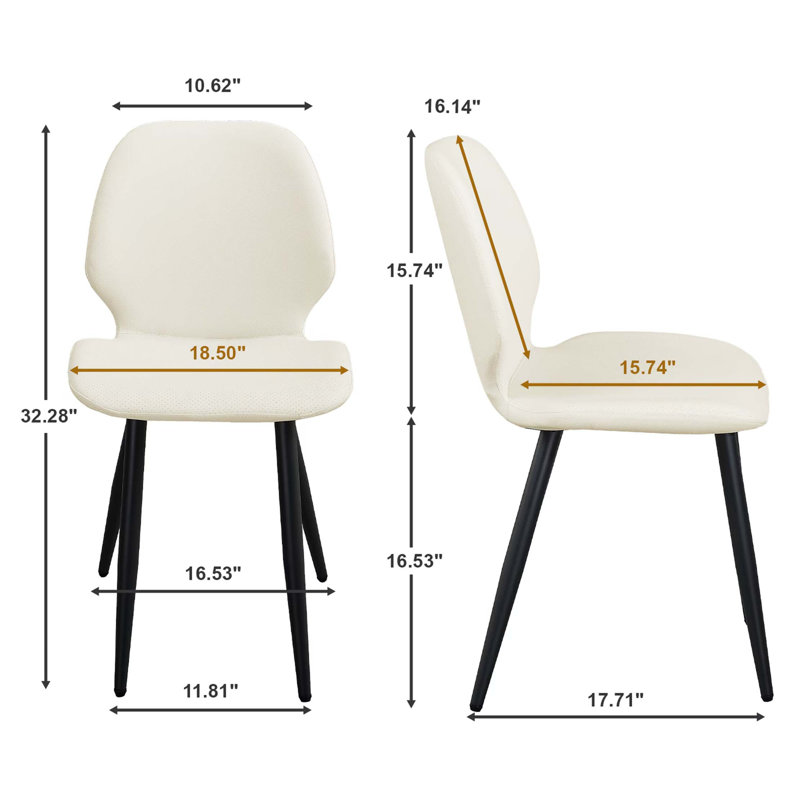 Ensemble de chaises de salle à manger rembourrées en forme de coquillage avec pieds en métal pour la cuisine et les espaces de vie